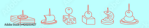 set of appetizers cartoon icon design template with various models. vector illustration isolated on blue background