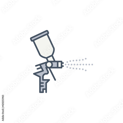 Spray Gun colored icon - vector Auto Body Painting sign