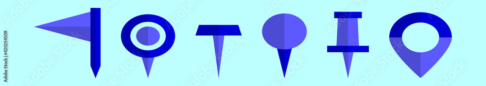 set of mark pointer cartoon icon design template with various models. vector illustration isolated on blue background set of mark pointer cartoon icon design template with various models. vector illustration isolated on blue background