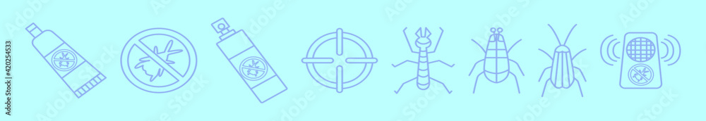 set of pest control cartoon icon design template with various models. vector illustration isolated on blue background