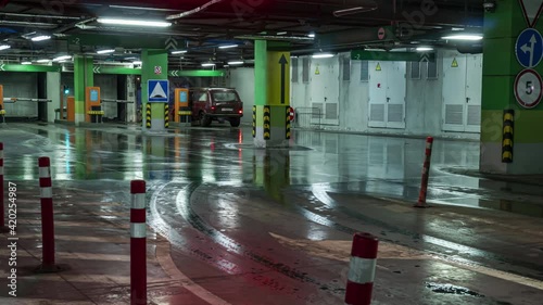 Wallpaper Mural Entry and exit of cars from  underground Parking lot of shopping mall, time lapse Torontodigital.ca