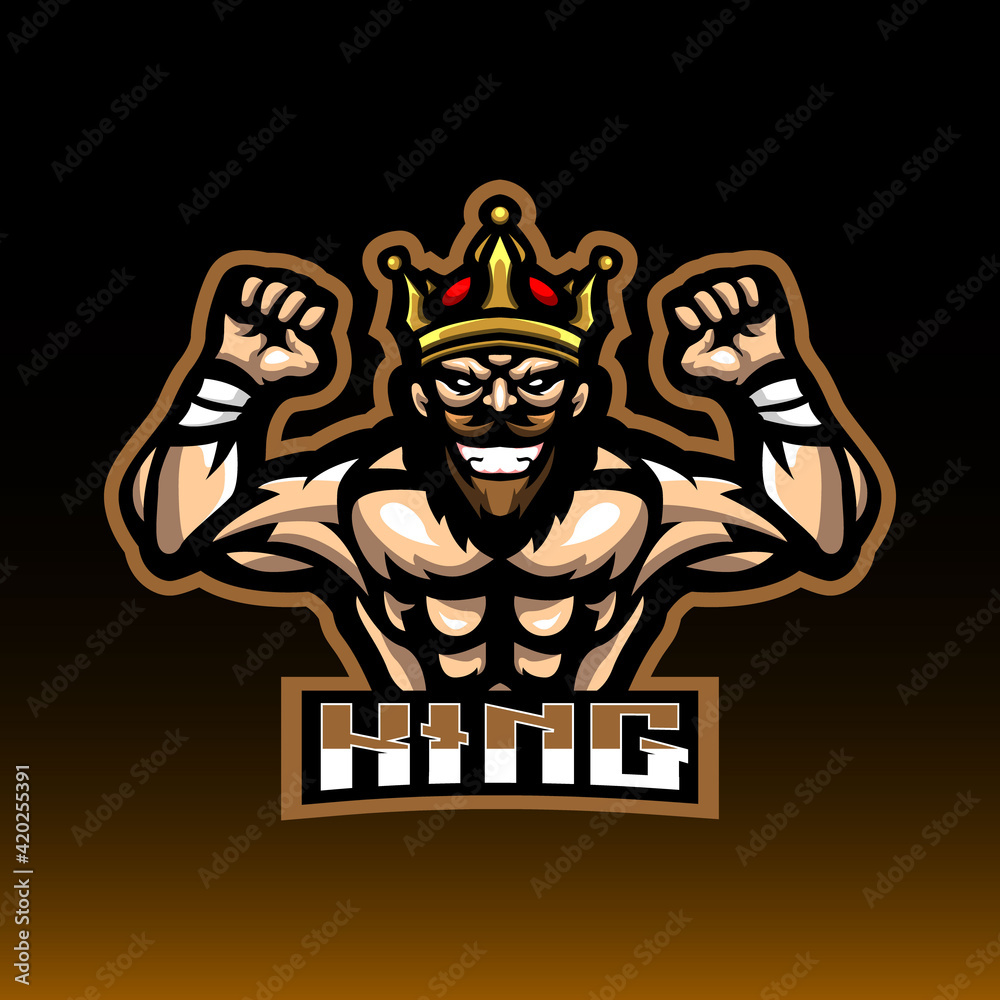 wrestler king e sport mascot logo design