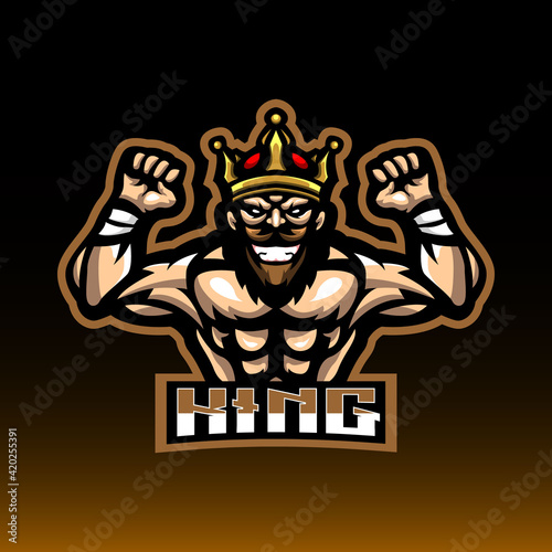 wrestler king e sport mascot logo design