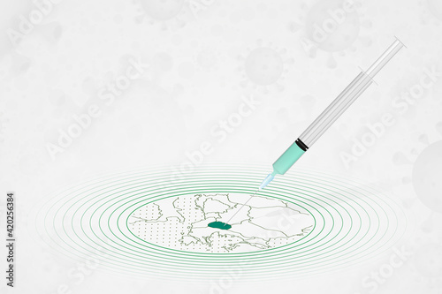 Macedonia vaccination concept, vaccine injection in map of Macedonia. Vaccine and vaccination against coronavirus, COVID-19.