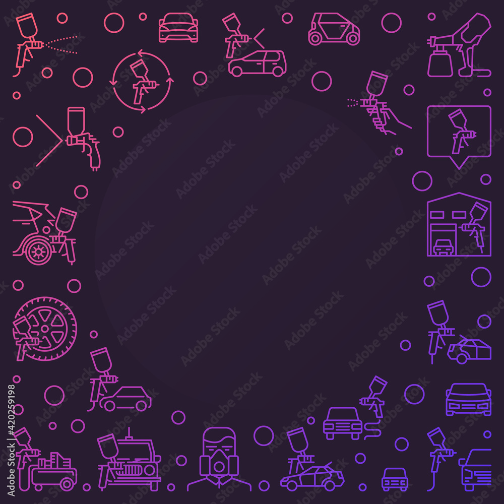 Professional Auto Body Painting line colorful vector frame