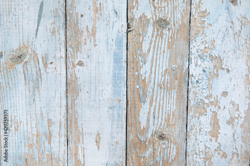  Wooden background from shabby planks with blue paint