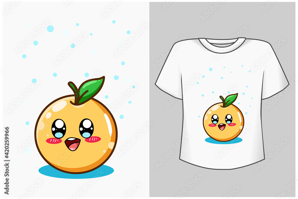 Mockup little happy orange cartoon illustration Mockup little happy orange cartoon illustration