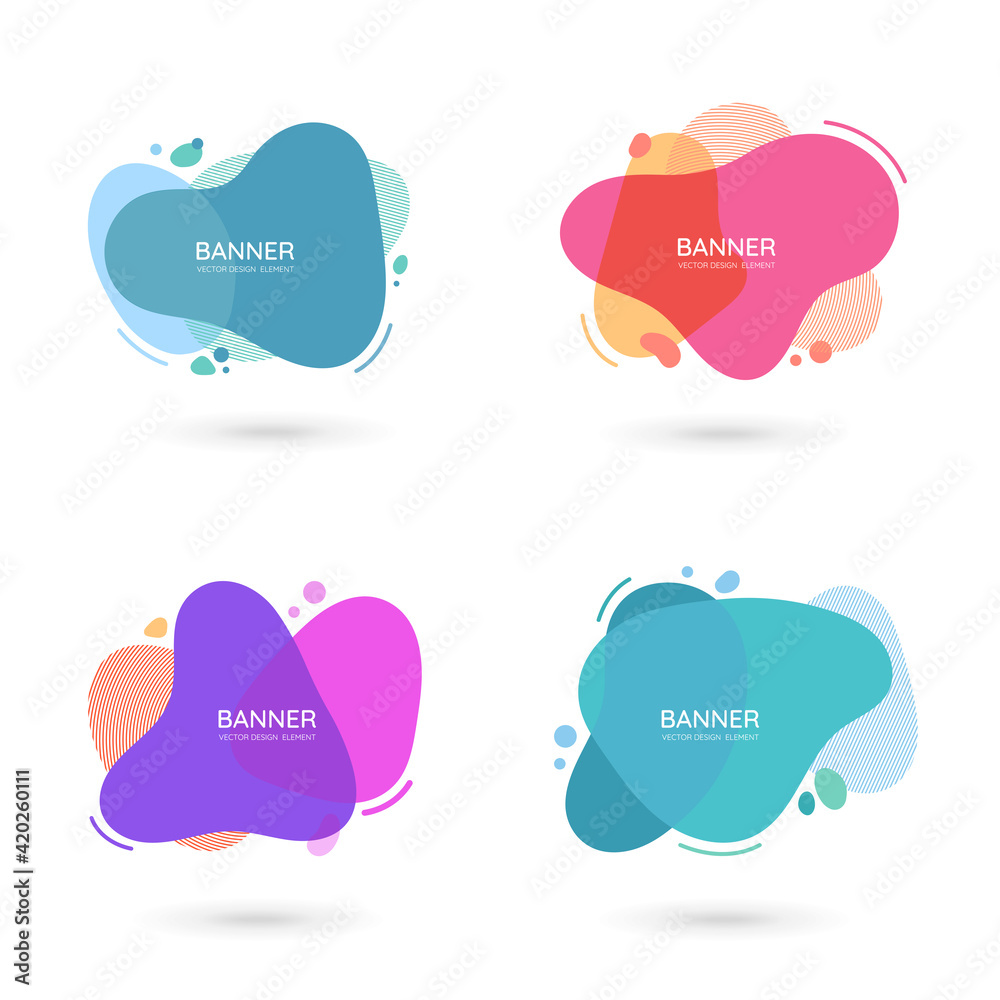 Modern free form abstract vector banners. Flat design of different colors with text space. Modern free form abstract vector banners. Flat design of different colors with text space.