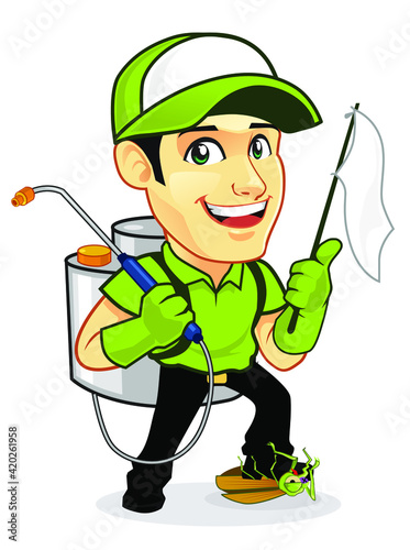 pest control mascot cartoon in vector