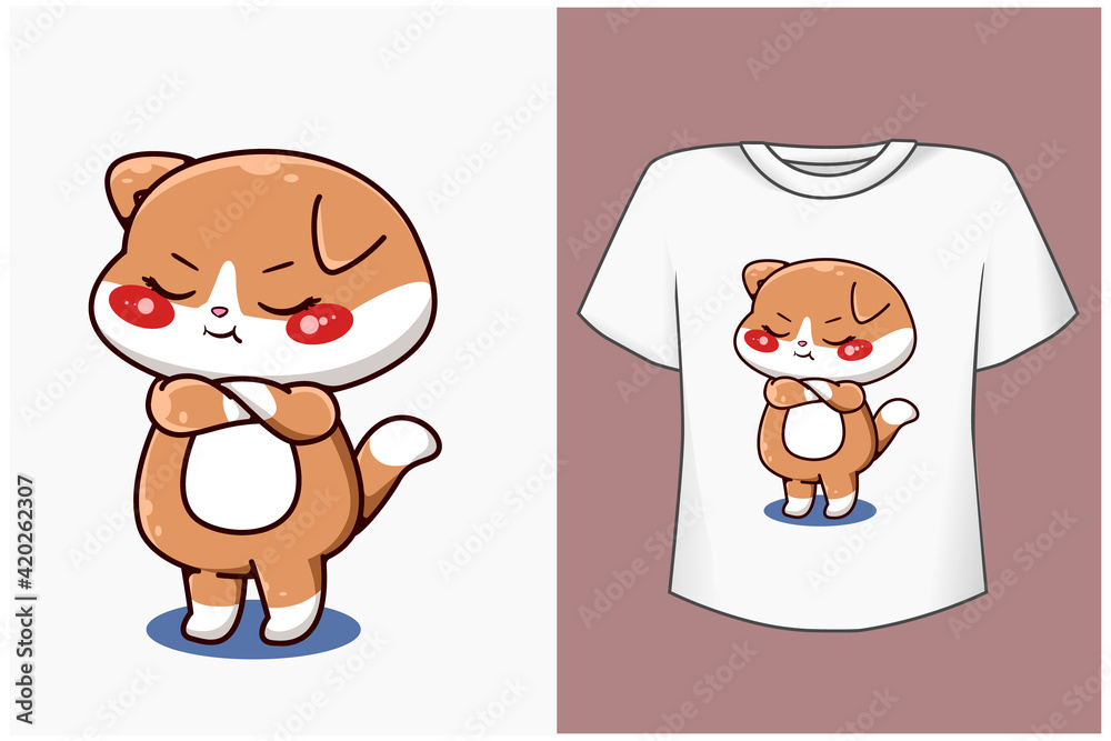 Mockup cute and angry cat cartoon illustration Mockup cute and angry cat cartoon illustration