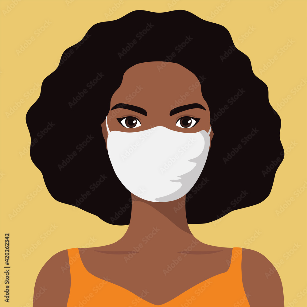 Woman in a medical mask. Vector flat illustration Woman in a medical mask. Vector flat illustration