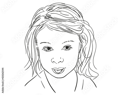 little girl face sketch