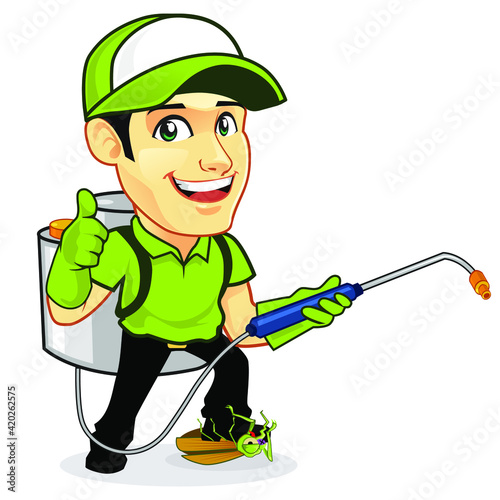 pest control mascot cartoon in vector
