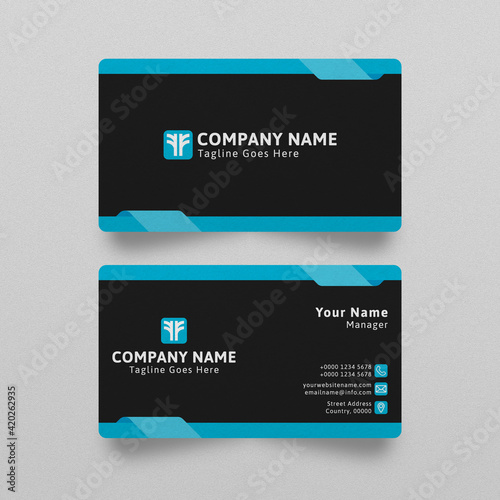 Elegant and Modern Business Card. Simple, Clean and Minimal Design. Black and Blue