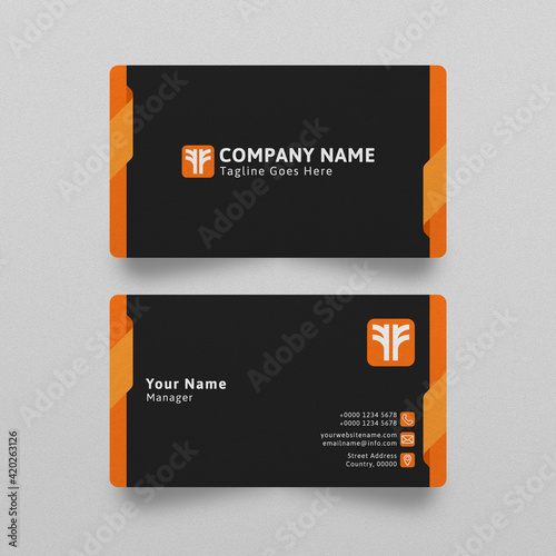 Elegant and Modern Business Card. Simple, Clean and Minimal Design. Black and Orange