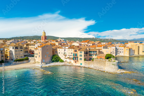 View of the city of Saint-Tropez, Provence, Cote d'Azur, a popular destination for travel in Europe