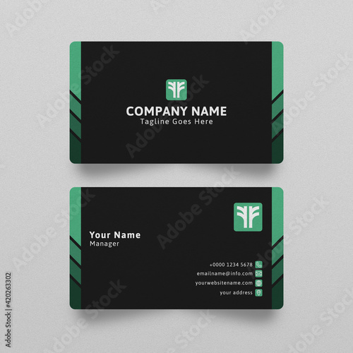 Elegant and Modern Business Card. Simple, Clean and Minimal Design. Black and Green