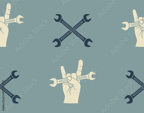 Vector seamless vintage hipster rider print designs for young men.