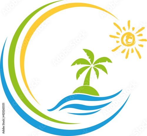 Insel, Sonne, Palme, Tropical island, Logo	