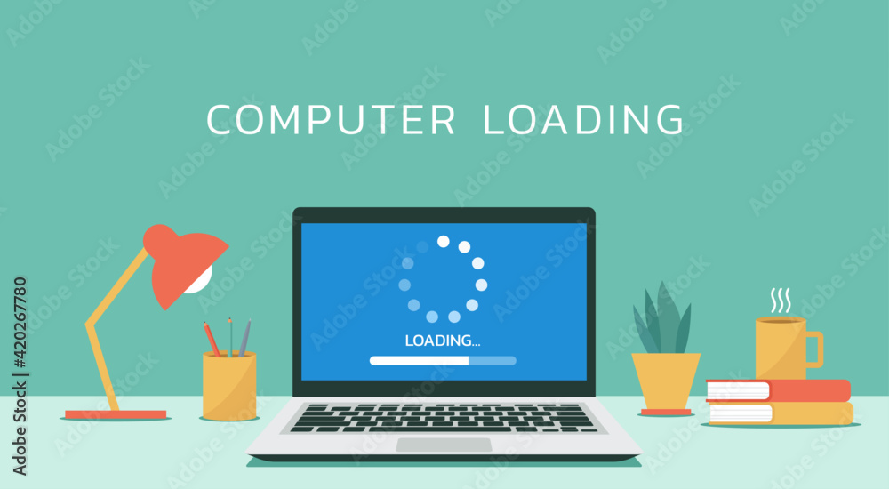 computer loading process concept, system software update and upgrade ...