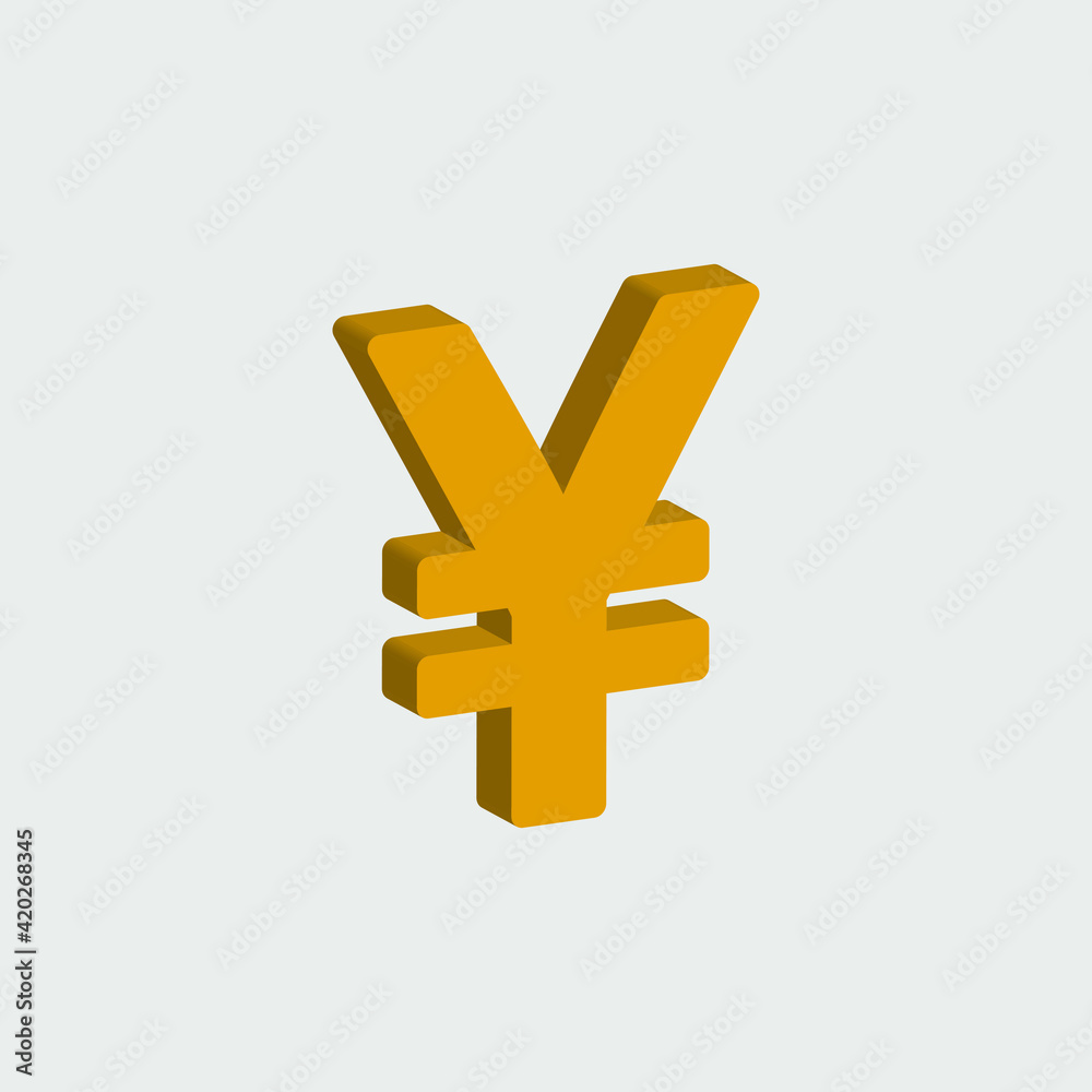 Yuan currency 3d style isolated on white background. Vector illustration Yuan currency 3d style isolated on white background. Vector illustration