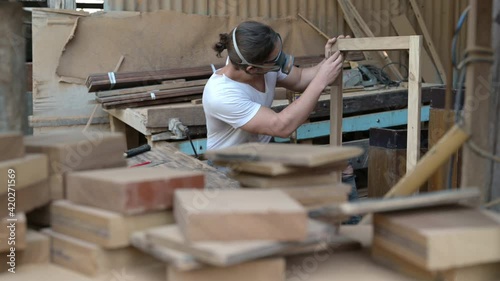 Portrait of Adult aged Caucasian carpenter