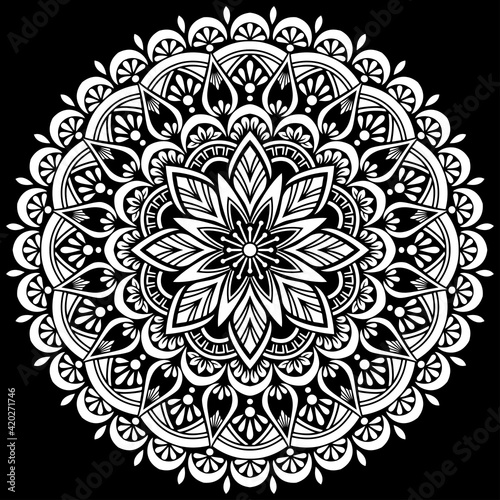 White mandala on black Pattern Stencil Doodles  Sketch Good mood