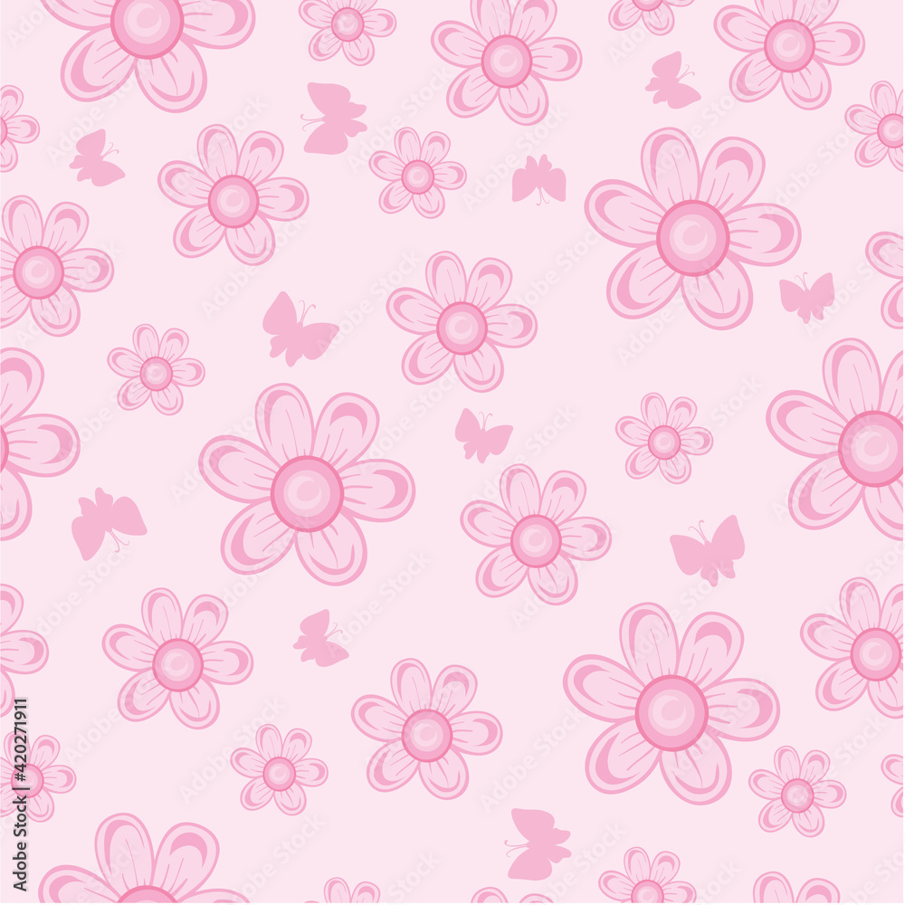 pattern, delicate light pink flowers on a pink background, vector illustration, pattern, delicate light pink flowers on a pink background, vector illustration,