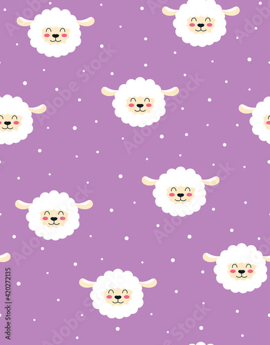 seamless pattern with lamb isolated, vector illustration