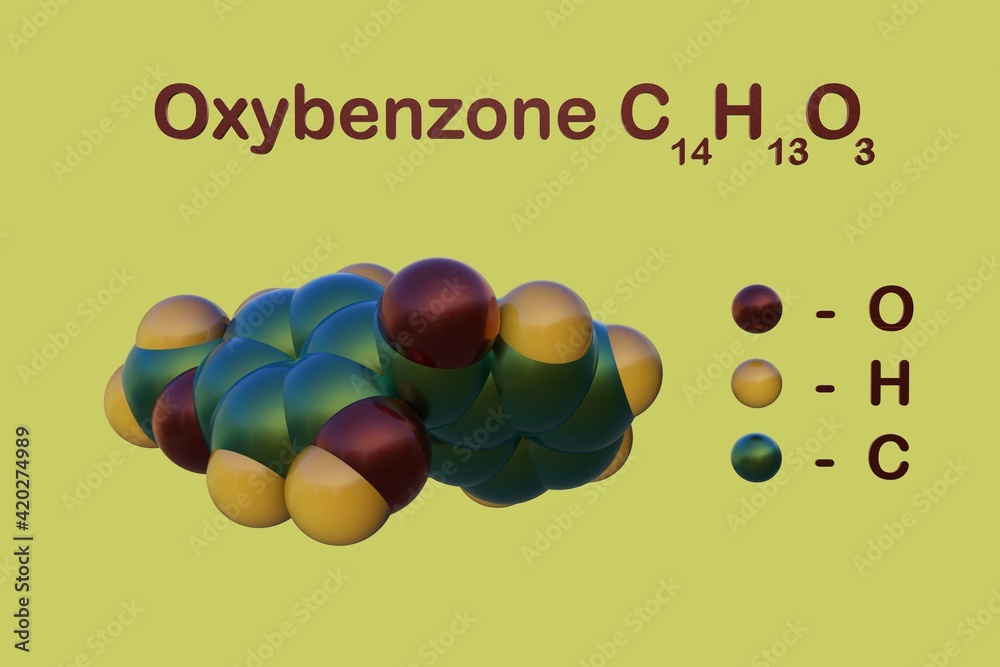 Structural chemical formula and spacefilling molecular model of