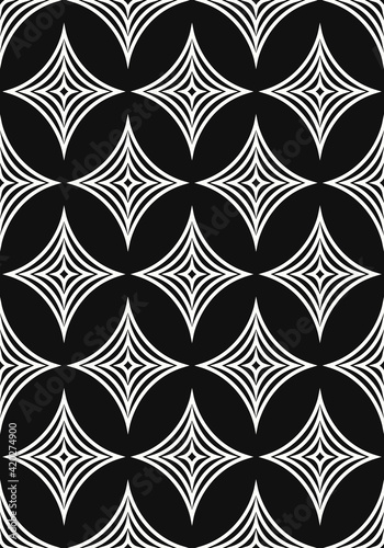 vector modern white four point star lines on black background for brochure banner and publication