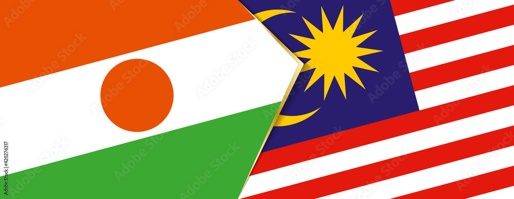 Niger and Malaysia flags, two vector flags. Niger and Malaysia flags, two vector flags.