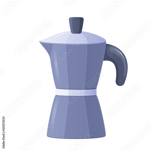 Vector geyser coffee maker. Cartoon illustration isolated on white background