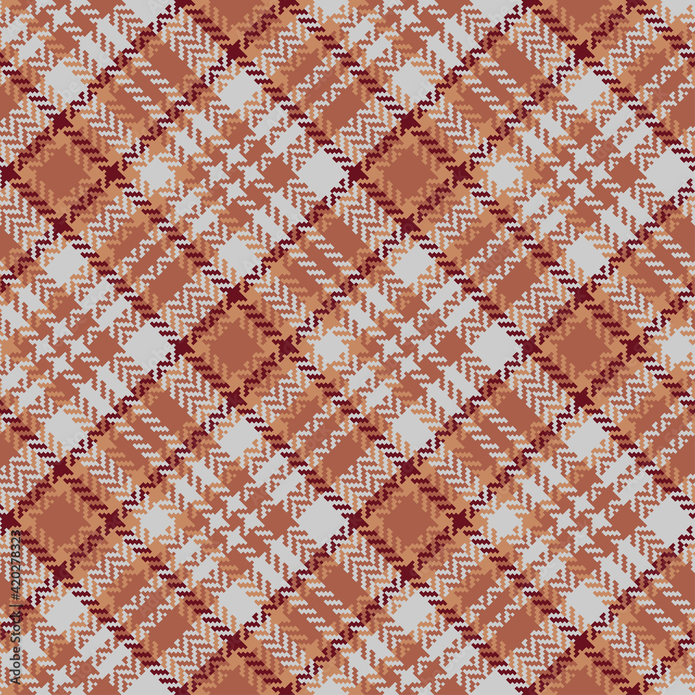 Fototapeta premium Plaid pattern vector background in brown, red, gray.