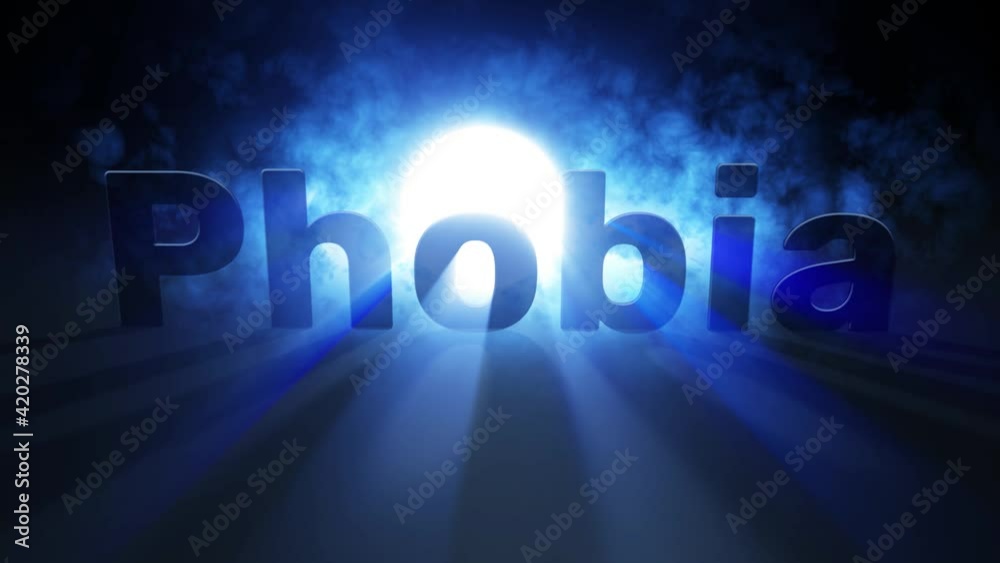 Volumetric text Phobia in the backlight of the moon, clouds and swirling fog. Animated background. Looped video. Volumetric text Phobia in the backlight of the moon, clouds and swirling fog. Animated background. Looped video.