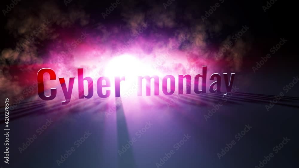 Volumetric text Cyber Monday in the backlight of the moon, clouds and swirling fog. Animated background. Looped video. Volumetric text Cyber Monday in the backlight of the moon, clouds and swirling fog. Animated background. Looped video.
