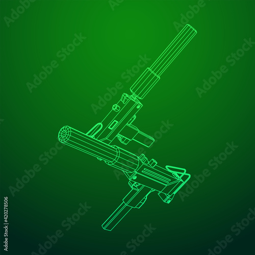 Submachine gun modern firearms pistol with silencer