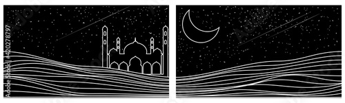 Black and white ramadan background. social media background series.