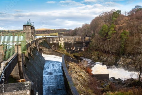 Water being released from the flood gates on Earlstound Dam