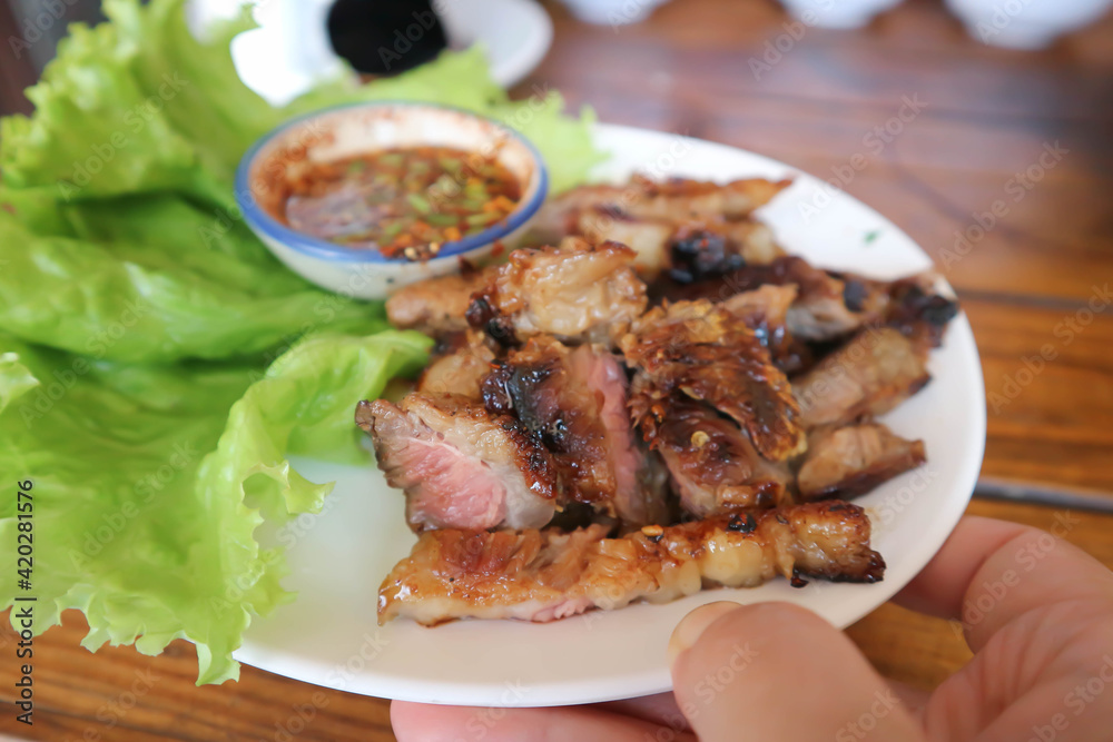 grilled beef , roasted beef or beef steak