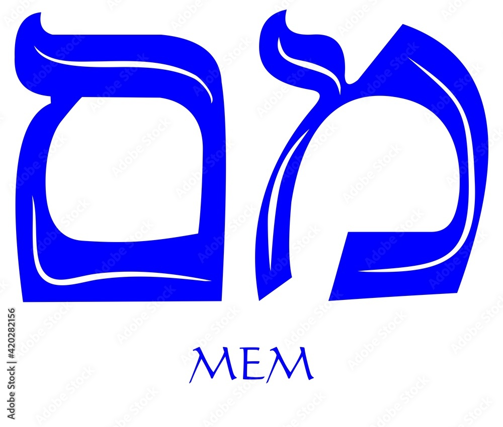 Hebrew alphabet letter mem, gematria water symbol, numeric value 40