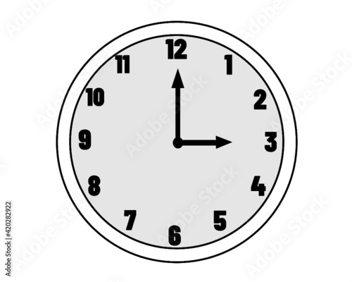 Simple Clean Black and White Clock Vector