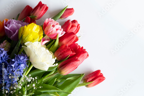 Wallpaper Mural A bouquet of flowers laid out on a light background. Bouquet for March 8, Mother's Day, Teacher's Day. Torontodigital.ca