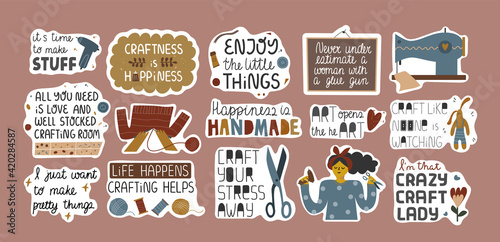Set of funny arts and crafts stickers.