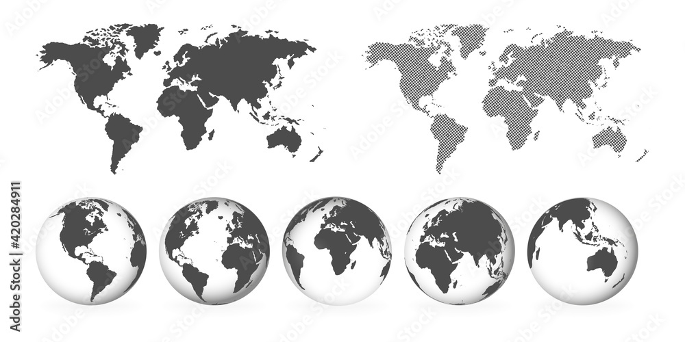 Naklejka Planet Earth. Earth Day. The Earth, World Map on white background. Vector illustration. EPS 10
