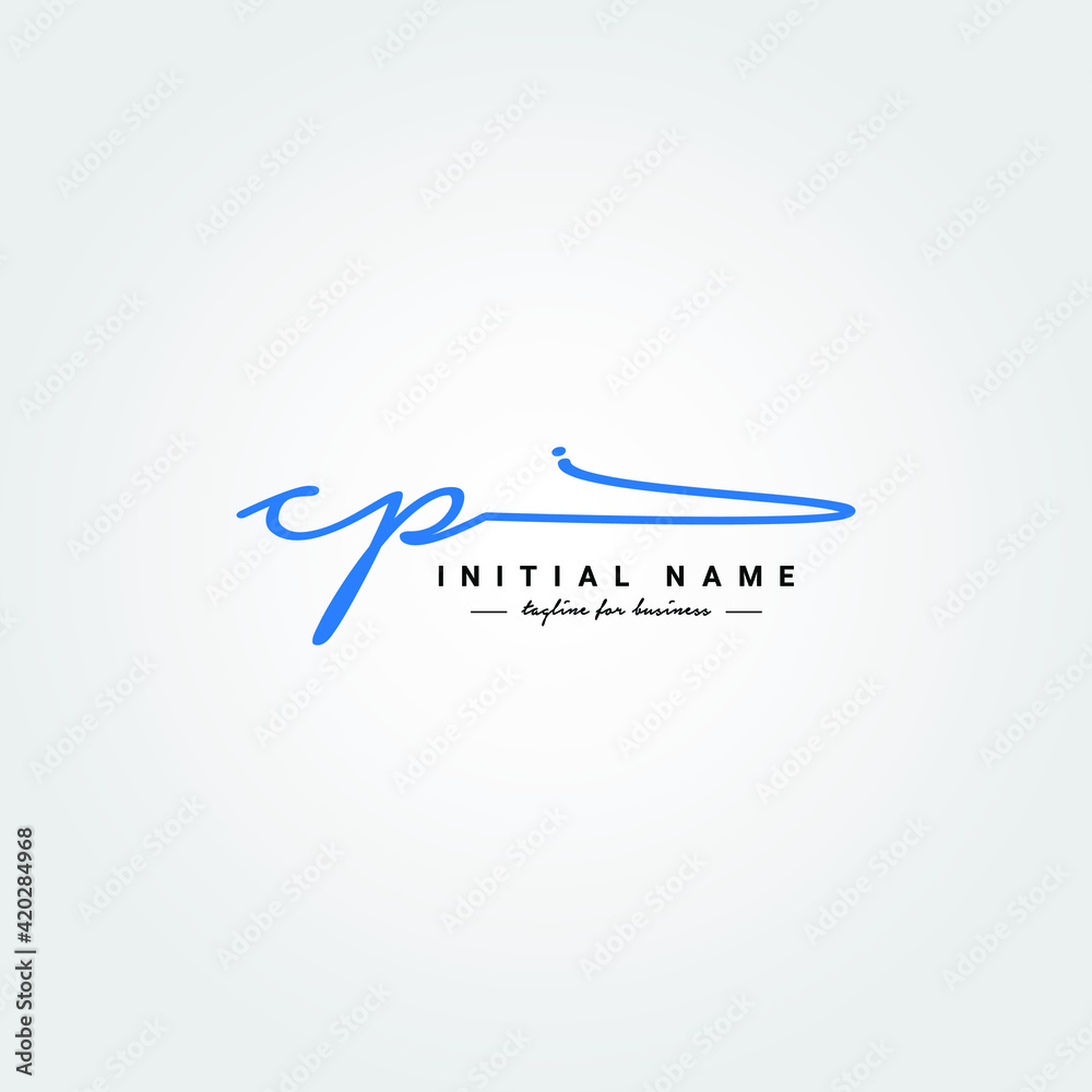 Initial Letter CP Logo - Handwritten Signature Style Logo Stock Vector ...