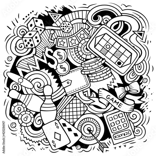 Casino cartoon vector doodle design
