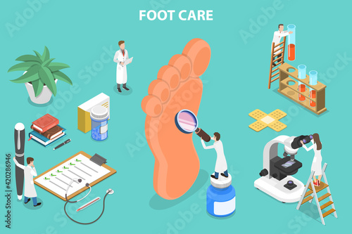 3D Isometric Flat Vector Conceptual Illustration of Foot Care, Podiatrist.