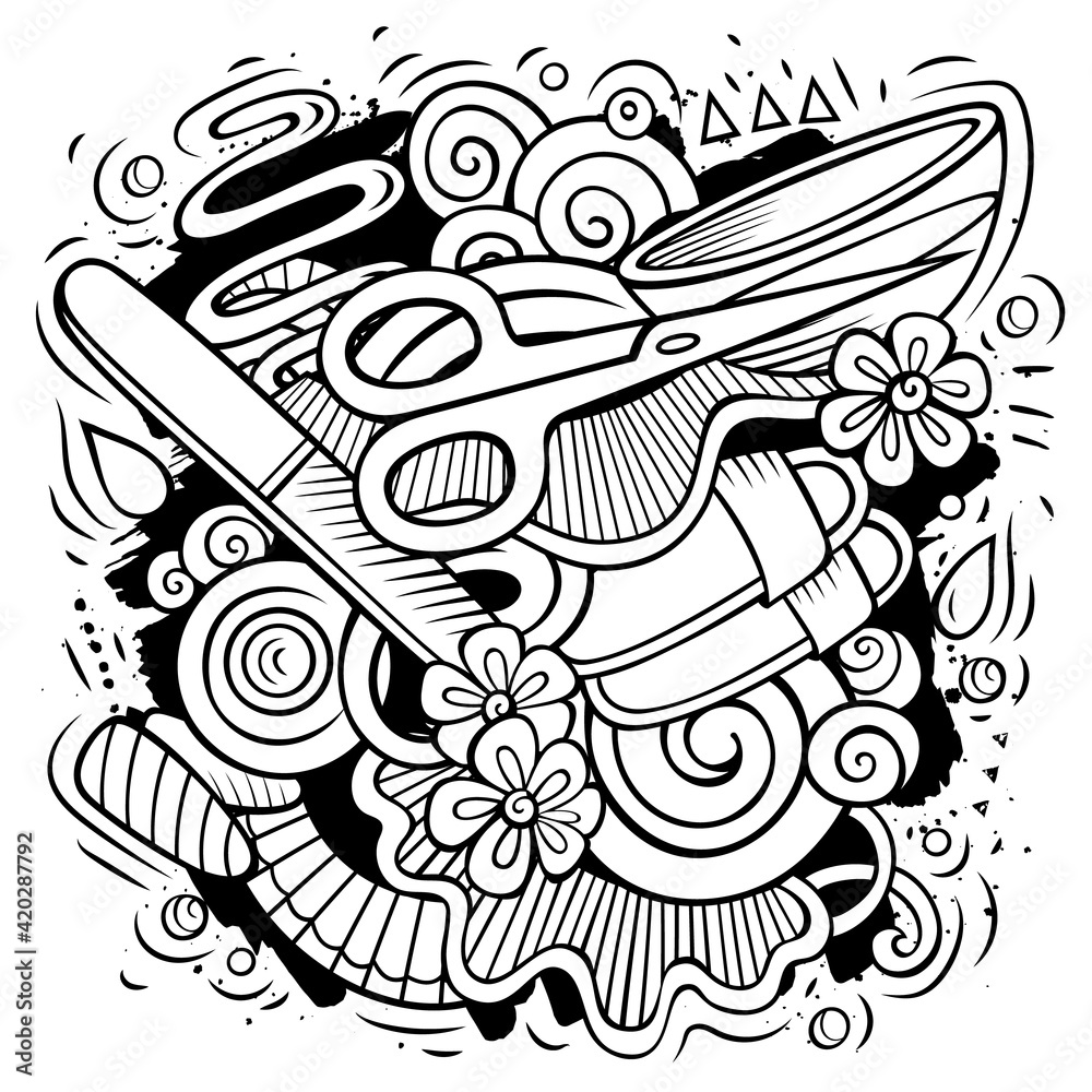 Nail Salon hand drawn vector doodles illustration.