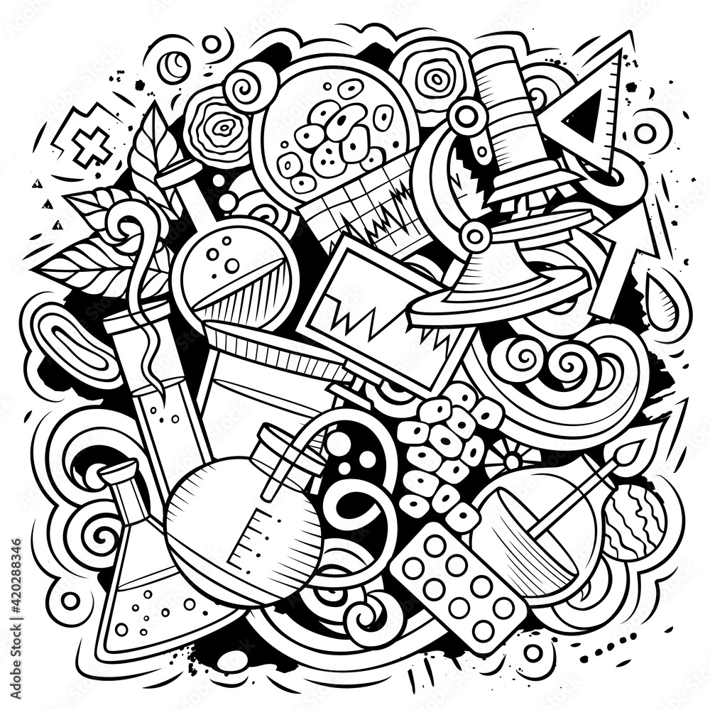 Science cartoon vector doodle design